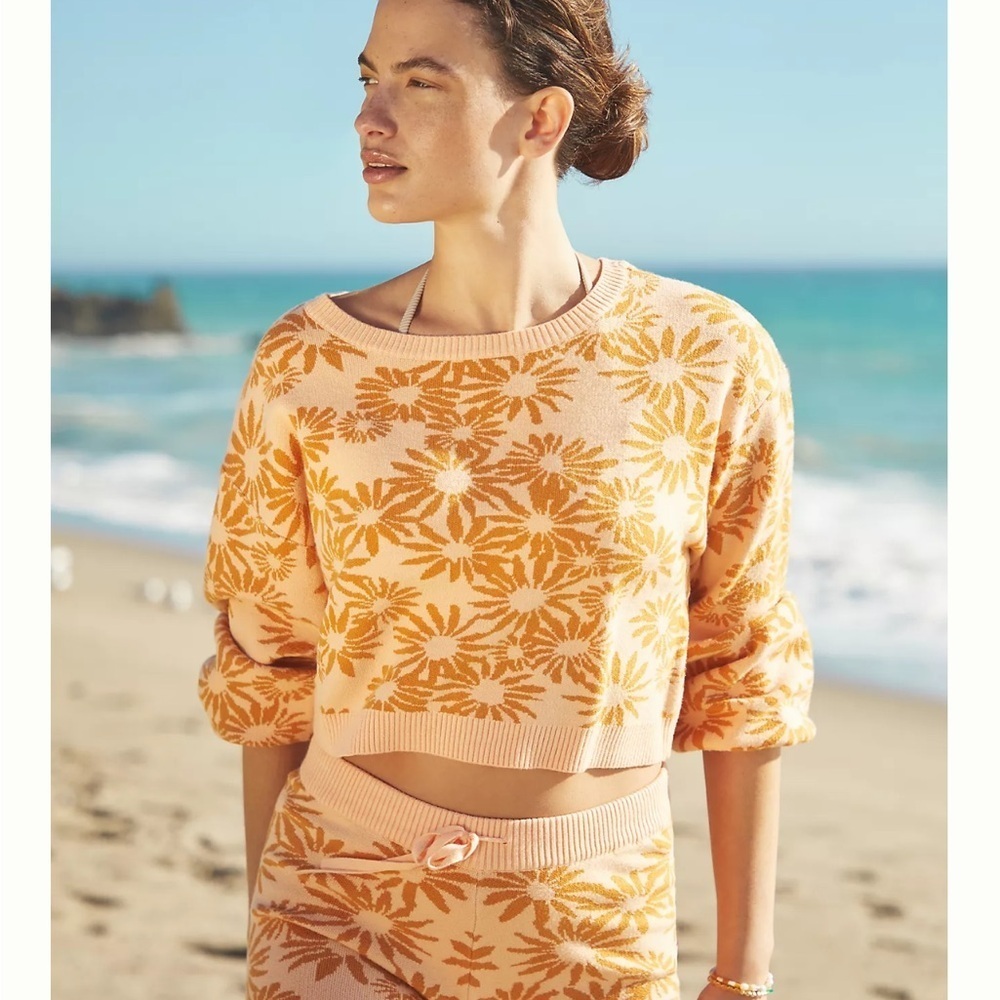 L SPACE Plumeria Pullover Orange Size Small